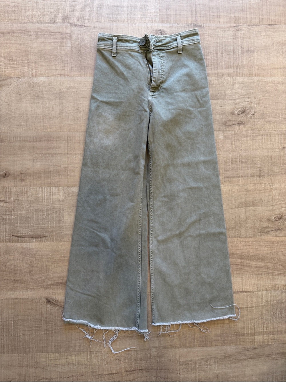 Zara Wide Legged Flare Pants - Earthy Green
